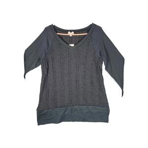 Suzanne Betro Weekend Pullover Sweater Black Grey Long Sleeve Size L Brand New